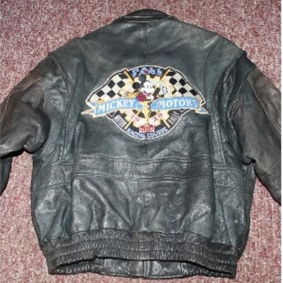 New Mickey Mouse Leather Bomber Biker Jacket - Picture 2 of 16